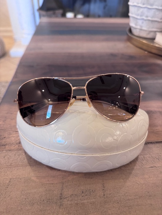Coach Rose Gold Aviator Sunglasses with Dark Lenses main image 3